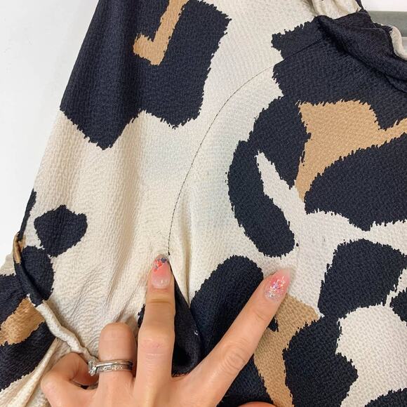 ROBERTO CAVALLI satin silk animal print top balloon flared sleeve y2k 90s - Picture 10 of 13